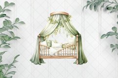 Green Boho Baby Shower Bed Sublimation Clipart Product Image 1