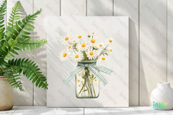 Daisy Jar Spring Rustic Farm Vintage Clipart Product Image 3