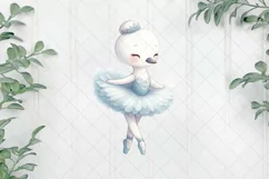 Watercolor Blue Ballerina Swan Clipart Product Image 1