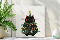 Black Cat Wrapped In Christmas Tree Clipart Product Image 2