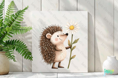 Hedgehog Spring Rustic Farm Vintage Clipart Product Image 3