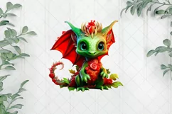 Amazing Fairy Christmas Dragon Sublimation Clipart Product Image 1