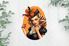 Vintage Pin Up Halloween Girl Clipart Product Image 1