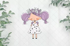 Girl With Flowers Children's Book Clipart Product Image 1