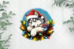Lazy Siberian Husky Dog At Christmas Clipart Product Image 1