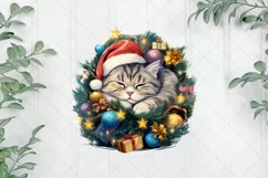 Lazy American Shorthair Cat At Christmas Clipart Product Image 1