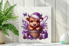 Christmas Highland Cow in bucket Clipart Product Image 3