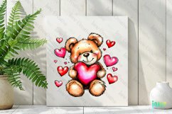Valentine&#039;s Day Fluffy Pink Teddy Bear Clipart Product Image 3