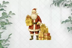 Vintage Gold Christmas Santa Claus Clipart Product Image 1