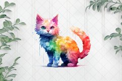 Watercolor Pixelated Cat Sublimation Clipart Product Image 1