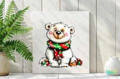 Hand-drawn Cartoon-style Polar Bear Christmas clip art Product Image 3