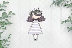 Girl With Flowers Children's Book Clipart Product Image 1
