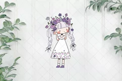 Girl With Flowers Children's Book Clipart Product Image 1
