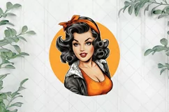 Vintage Pin Up Halloween Girl Clipart Product Image 1