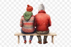 Winter Old Couple In Love Sublimation Clipart Product Image 2