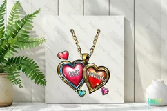 Valentine's Day Gold Necklace Best Friend Clipart Product Image 3