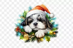 Lazy Shih Tzu Dog At Christmas Clipart Product Image 3
