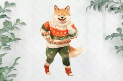 Vintage Christmas Akita Dog Sublimation Clipart Product Image 1