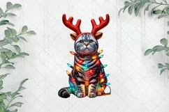 American Shorthair Cat With Red Nose Christmas Product Image 1