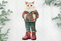 Vintage Christmas American Shorthair Cat Clipart Product Image 1