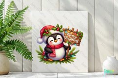 Penguin Animals Holding Merry Christmas Sign Product Image 2