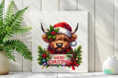 Cow Highland Animals Holding Merry Christmas Sign Product Image 2