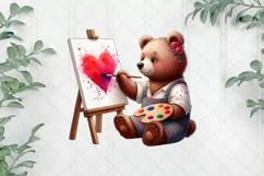 Valentine's Day Love Bear Painting A Heart Clipart Product Image 1