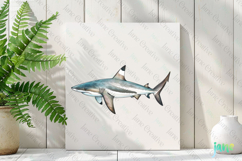 Blacktip Reef Shark Carcharhinus melanopterus Watercolor Product Image 2