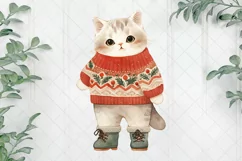 Vintage Christmas British Shorthair Cat Clipart Product Image 1