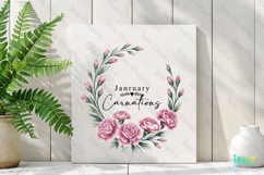 January - Watercolor Carnations Birth Month Flower Clipart Product Image 3