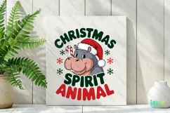 Christmas Spirit Animal Hippo Quotes Sublimation Product Image 2