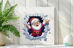 Santa 3D Broken Wall Christmas Sublimation Product Image 2
