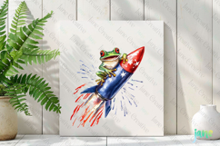 Cute Frog with Flag American Clipart Product Image 2
