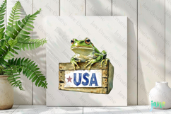 Cute Frog with Flag American Clipart Product Image 2
