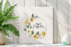 March - Watercolor Daffodils Birth Month Flower Clipart Product Image 3