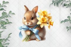 Rabbits And Daffodils Bloom Clipart Product Image 1