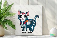 Russian Blue Day of The Dead Cat Sublimation Clipart Product Image 2