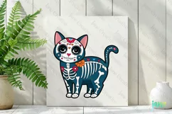 Russian Blue Day of The Dead Cat Sublimation Clipart Product Image 2