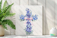 Spring Delphiniums Cross Coquette Bow Clipart Product Image 2