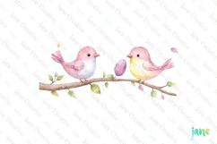 Easter Party Birds On Branch Sublimation Clipart Product Image 1