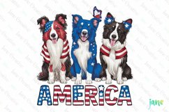 Patriotic Trio Dogs Sublimation Clipart Product Image 1