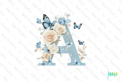 Watercolor Floral Butterflies Letter A Product Image 1