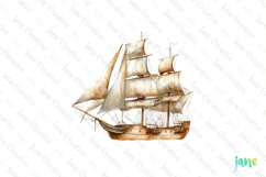 Watercolor Pirate Ship Clipart Product Image 1