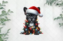 French Bulldog Wrapped In Christmas Lights Clipart Product Image 1