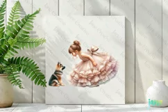 Little Girl With German Shepherd Dog Clipart Product Image 2