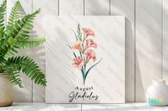 August - Watercolor Gladiolus Birth Month Flower Clipart Product Image 2