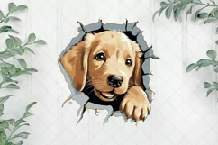 Baby Golden Retriever Dog Peeking Sublimation Clipart Product Image 1