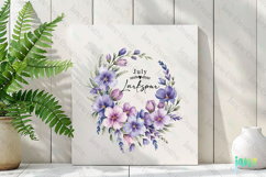 July - Watercolor Larkspur Birth Month Flower Clipart Product Image 3