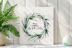 May - Watercolor Lily of the Valley Birth Month Flower Clipa Product Image 3
