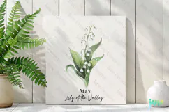 May - Watercolor Lily of the Valley Birth Month Flower Clipa Product Image 3
